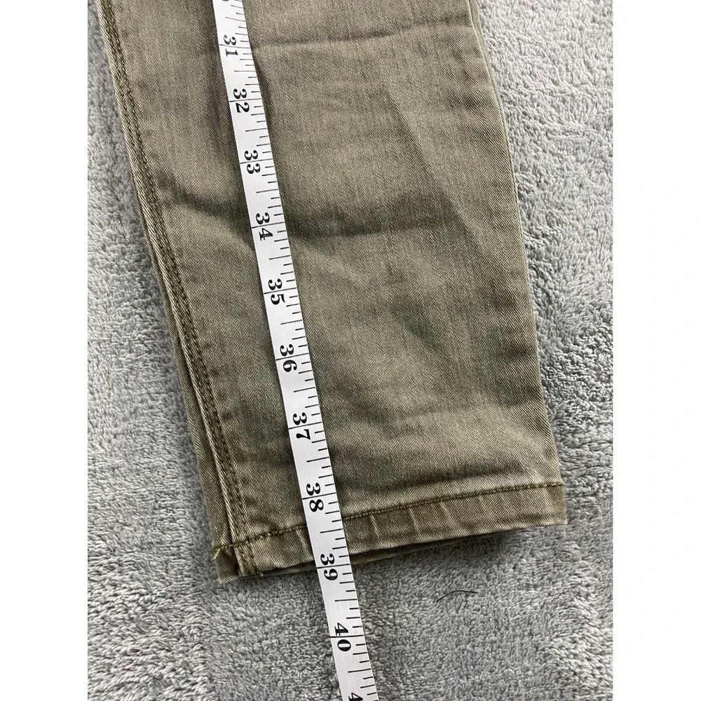 Express‎ Womens Moto Legging Mid Rise Olive Green Skinny Jeans Ribbed Knee Sz 2R